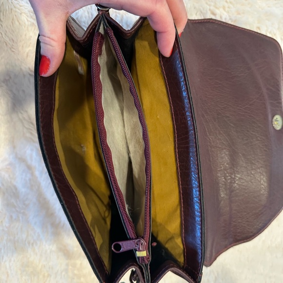 Etienne Aigner Woven Leather Handbag Vintage Wristlet Clutch Burgundy purse - Picture 7 of 14